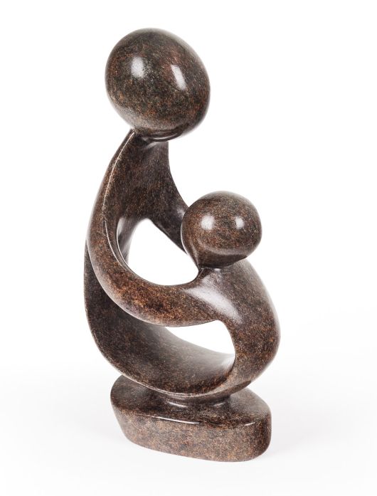 African Soapstone Abstract 2 heads mother and child