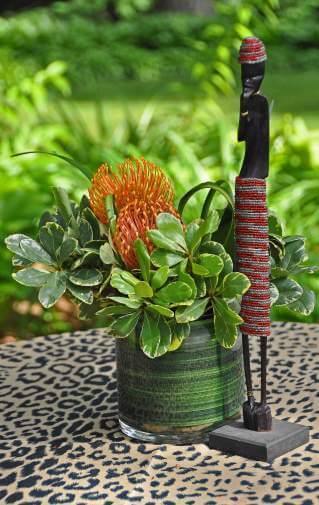 African beaded ebony wood couple