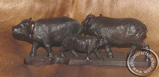 African wooden Buffalo family