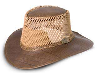 African bufallo leather mesh bush hat
