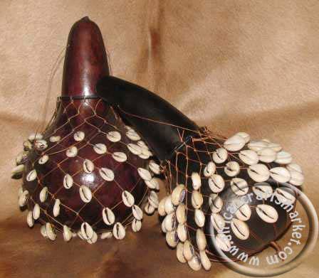 African Cowrie shells Calabash Shaker