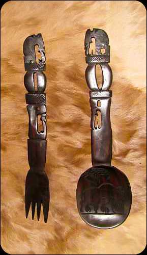 African Ebony wood salad servers