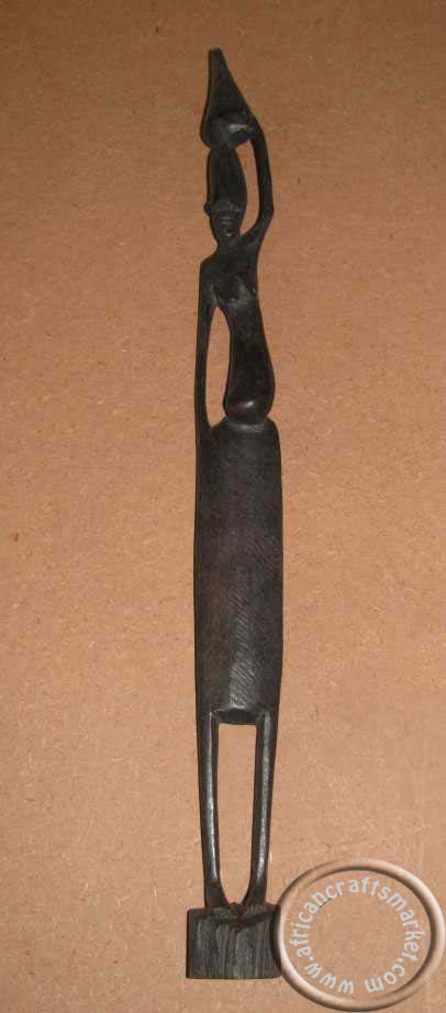 Hand carved wood working woman