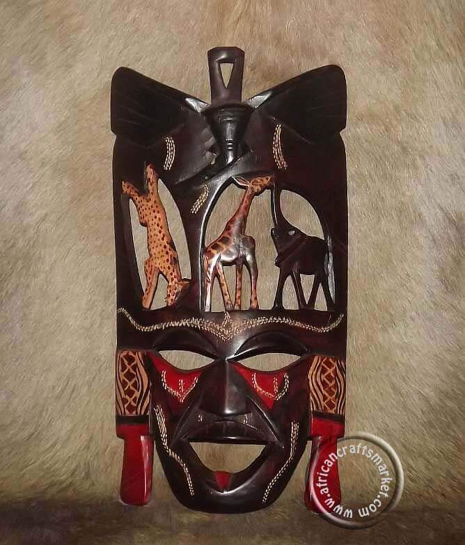 African colourful Giraffe Kenya mask