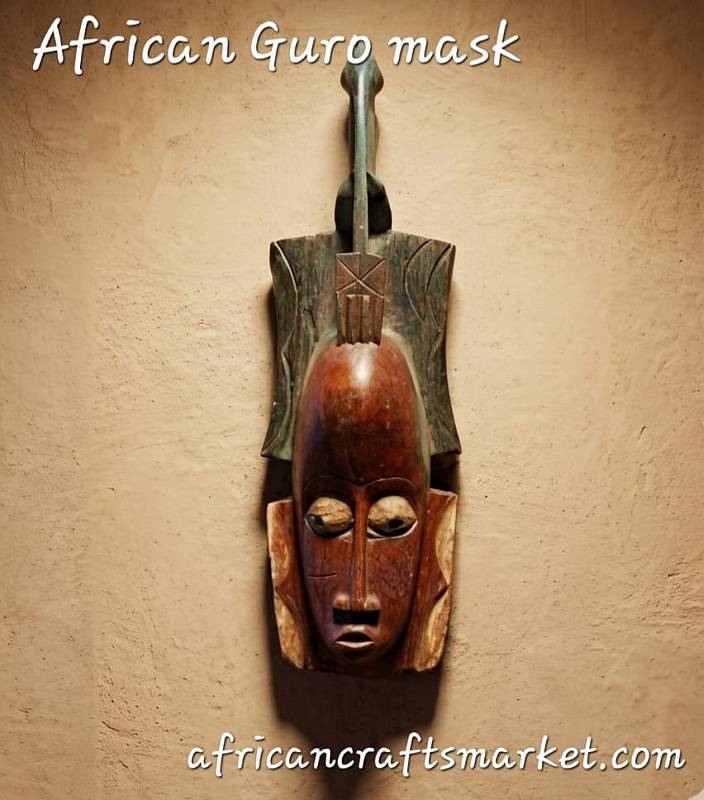 African wood carved Guro mask African Guro mask