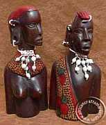 African Maasai couple bust