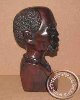 African Iron wood old man bust