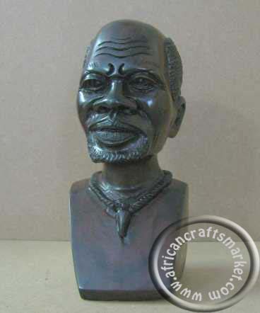 African hand carved wooden Iron wood head