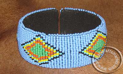 Zulu beaded bracelet African Zulu necklace - blue