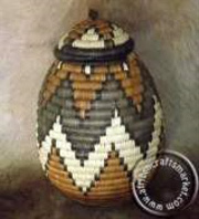 African Zulu Grass Woven Basket Ukhamba