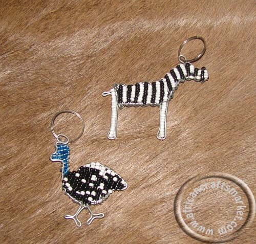 African Zulu beaded animal key rings