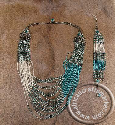 Zulu necklace set African Zulu beaded necklace set