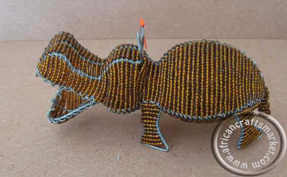 African wire beaded hippo