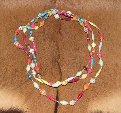 African paper bead necklace
