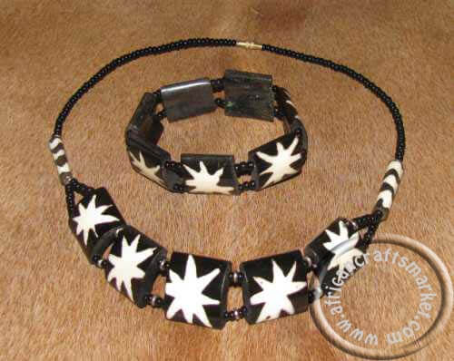 African Zebra bone necklace/bracelet set