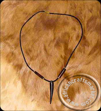 African bone tooth necklace - brown
