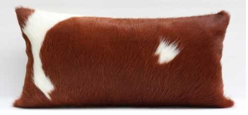 Brown and white Nguni cow hide bolster cushion Nguni cow hide bolster cushion - brown and white