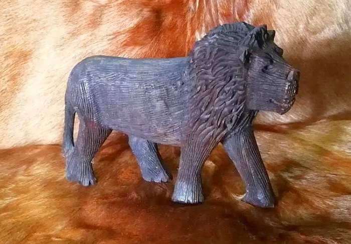 African wood carved lion