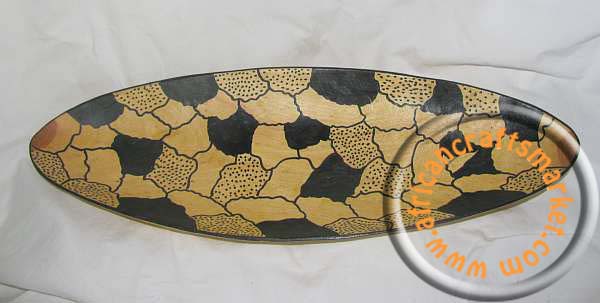 African wooden carved oval bowl