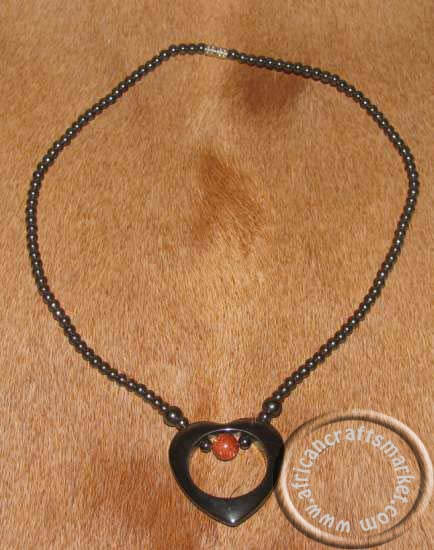 African Hemitite stone heart necklace