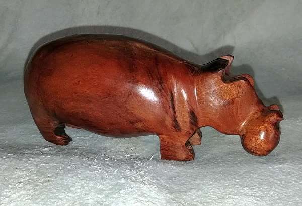 Wooden hippo African hand carved wooden hippo