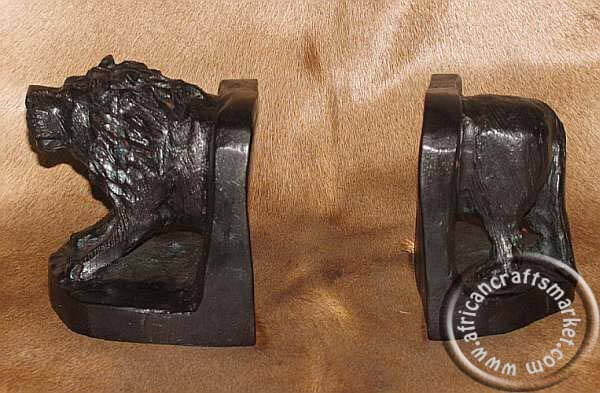 African wooden animal bookends