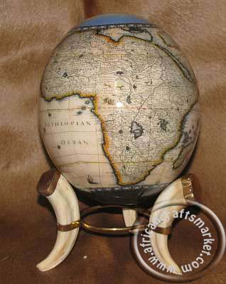 big 5 ostrich egg with map of Africa
