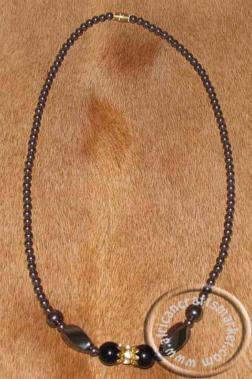 African Hematite stone beaded necklace black bead
