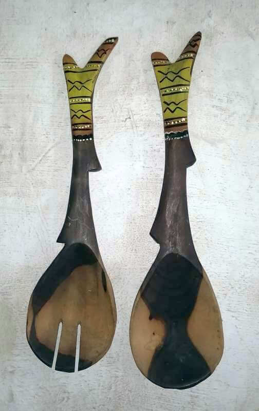 African wood salad server set African Salad servers