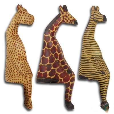 African wooden sitting animals