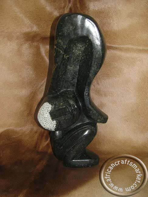 African Abstract Opal Stone Shona Man Sculpture