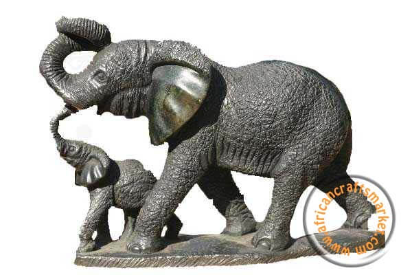 Soapstone Elephant and baby
