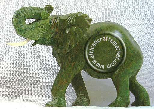 African Verdite stone elephant