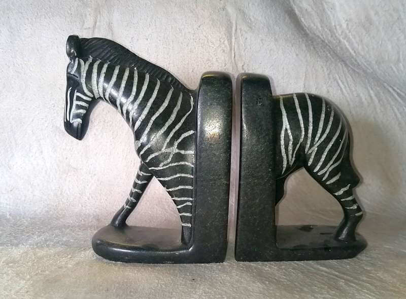 African Soapstone Zebra  Bookends