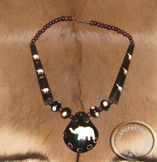 African bone necklace- Elephant