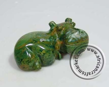 African Verdite stone sitting hippo African Verdite stone sitting hippo
