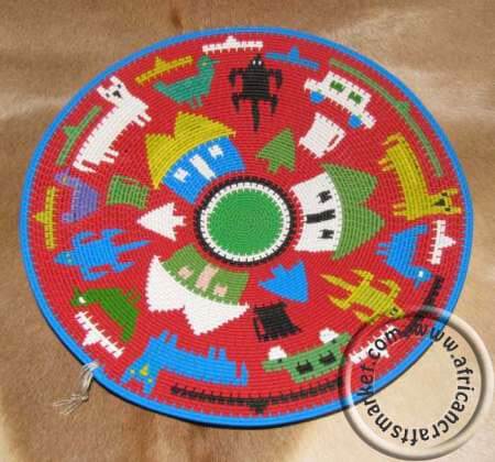African colorful woven wire plate