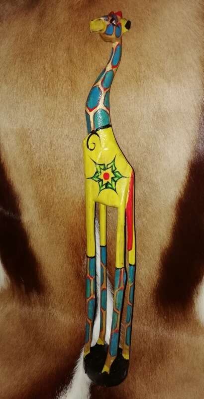 African wooden colorful giraffe