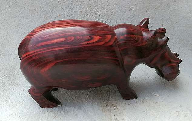 Wooden hippo African hand carved wooden hippo
