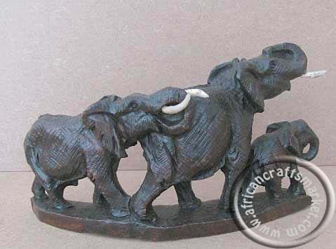 African wooden elephant family