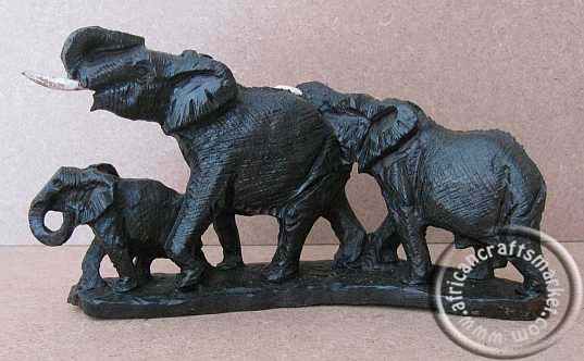 African wooden elephant family