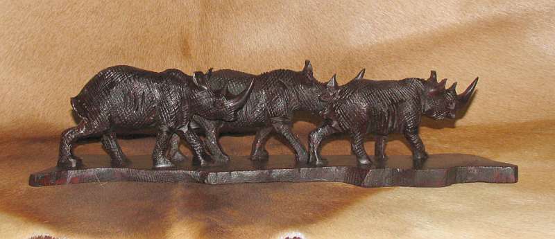 African wooden Rhino family