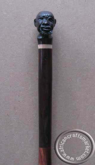 African male head Iron wood cane