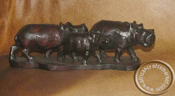 African wooden hippo family