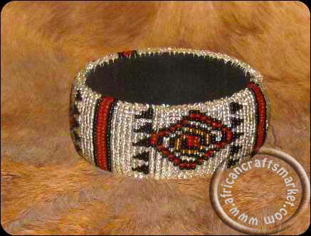 Zulu beaded bracelet African Zulu necklace - silver