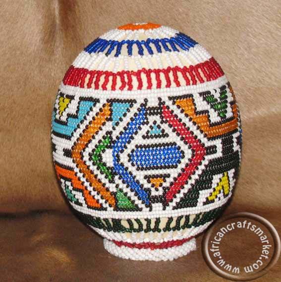 African beaded ostrich eggs