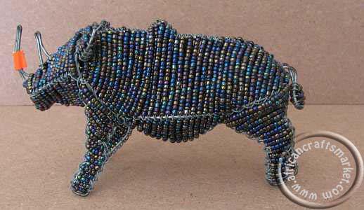Wire beaded rhino Beade wire rhino