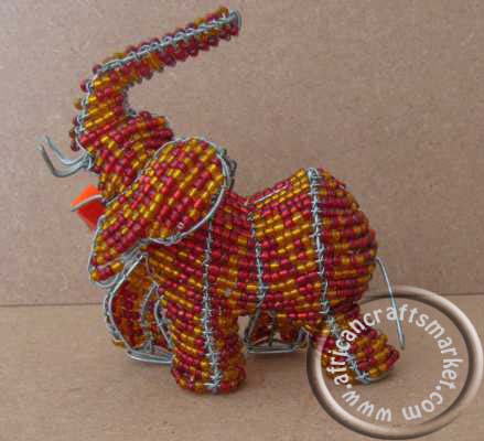 African wire beaded elephant
