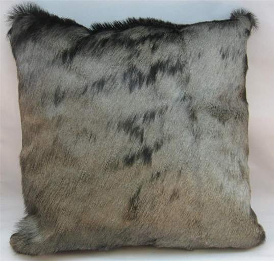 African blue Wildebeest hide cushion