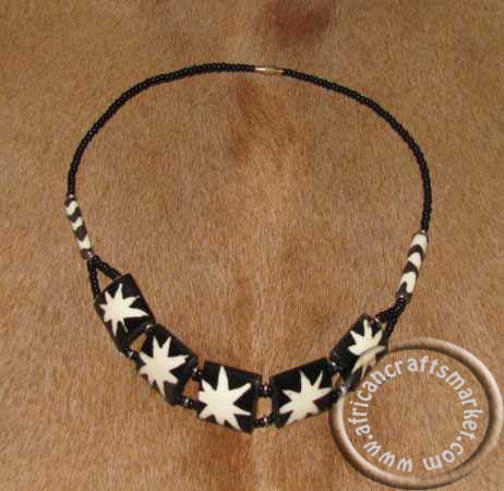 African Zebra Bone Necklace